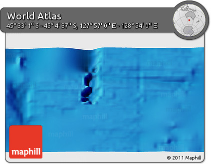 Physical 3D Map of the Area around 45° 18' 49" S, 128° 25' 30" E