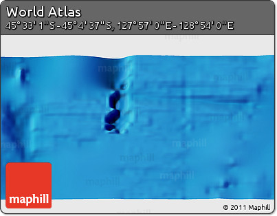Physical 3D Map of the Area around 45° 18' 49" S, 128° 25' 30" E