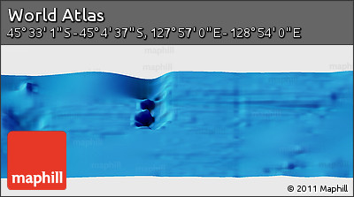 Physical Panoramic Map of the Area around 45° 18' 49" S, 128° 25' 30" E