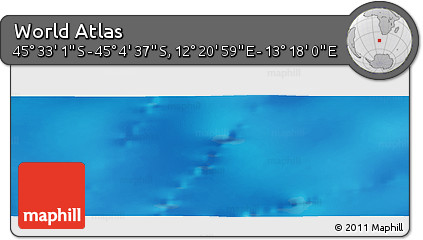 Physical Panoramic Map of the Area around 45° 18' 49" S, 12° 49' 29" E