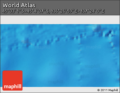 Physical 3D Map of the Area around 45° 18' 49" S, 136° 55' 30" E