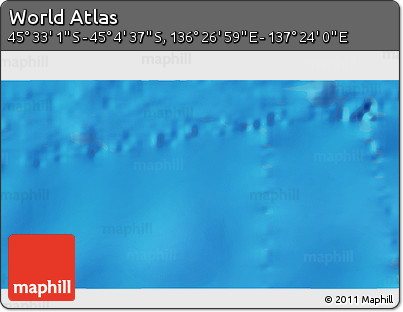 Physical 3D Map of the Area around 45° 18' 49" S, 136° 55' 30" E
