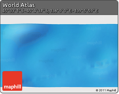 Physical 3D Map of the Area around 45° 18' 49" S, 138° 37' 30" E