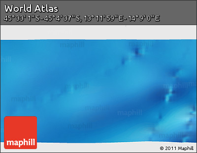Physical 3D Map of the Area around 45° 18' 49" S, 13° 40' 30" E