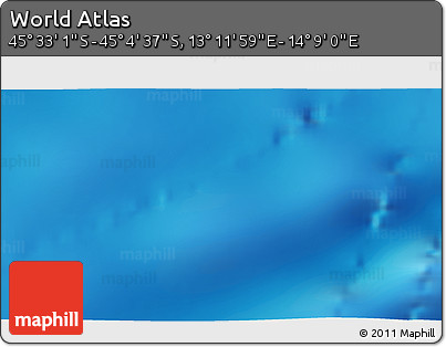 Physical 3D Map of the Area around 45° 18' 49" S, 13° 40' 30" E