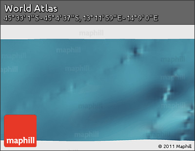 Satellite 3D Map of the Area around 45° 18' 49" S, 13° 40' 30" E