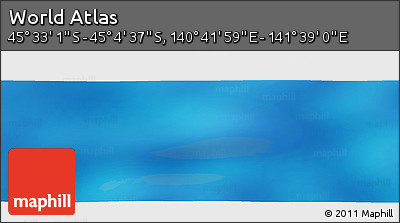 Physical Panoramic Map of the Area around 45° 18' 49" S, 141° 10' 30" E