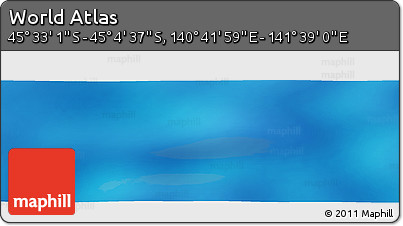 Physical Panoramic Map of the Area around 45° 18' 49" S, 141° 10' 30" E