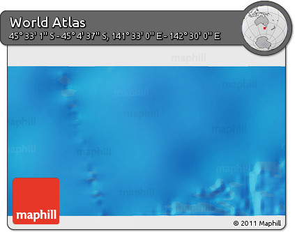 Physical 3D Map of the Area around 45° 18' 49" S, 142° 1' 30" E