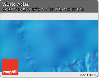 Physical 3D Map of the Area around 45° 18' 49" S, 142° 1' 30" E