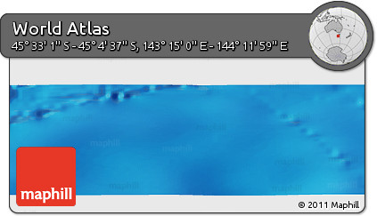 Physical Panoramic Map of the Area around 45° 18' 49" S, 143° 43' 29" E