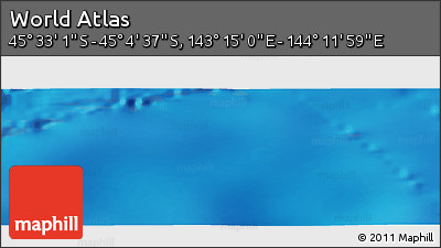 Physical Panoramic Map of the Area around 45° 18' 49" S, 143° 43' 29" E
