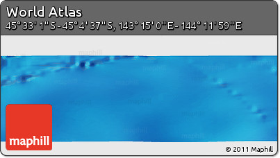 Physical Panoramic Map of the Area around 45° 18' 49" S, 143° 43' 29" E