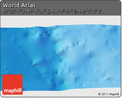 Physical 3D Map of the Area around 45° 18' 49" S, 144° 34' 29" E
