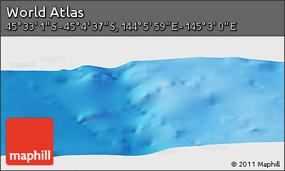 Physical Panoramic Map of the Area around 45° 18' 49" S, 144° 34' 29" E
