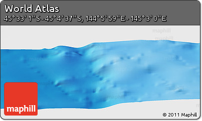 Physical Panoramic Map of the Area around 45° 18' 49" S, 144° 34' 29" E