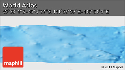 Physical Panoramic Map of the Area around 45° 18' 49" S, 145° 25' 30" E
