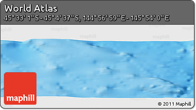 Physical Panoramic Map of the Area around 45° 18' 49" S, 145° 25' 30" E