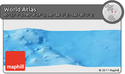 Physical Panoramic Map of the Area around 45° 18' 49" S, 146° 16' 30" E