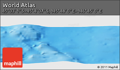 Physical Panoramic Map of the Area around 45° 18' 49" S, 146° 16' 30" E