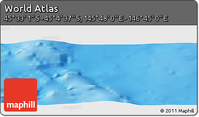 Physical Panoramic Map of the Area around 45° 18' 49" S, 146° 16' 30" E