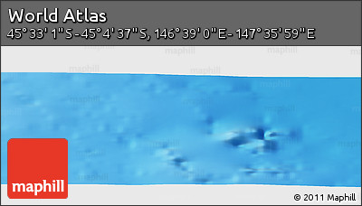 Physical Panoramic Map of the Area around 45° 18' 49" S, 147° 7' 30" E
