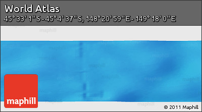 Physical Panoramic Map of the Area around 45° 18' 49" S, 148° 49' 29" E