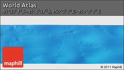 Physical Panoramic Map of the Area around 45° 18' 49" S, 150° 31' 30" E