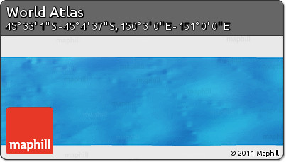 Physical Panoramic Map of the Area around 45° 18' 49" S, 150° 31' 30" E