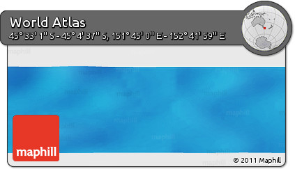 Physical Panoramic Map of the Area around 45° 18' 49" S, 152° 13' 29" E