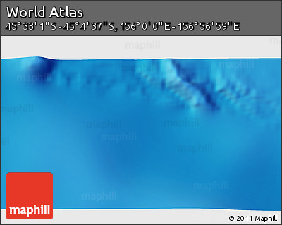 Physical 3D Map of the Area around 45° 18' 49" S, 156° 28' 29" E