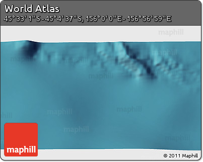 Satellite 3D Map of the Area around 45° 18' 49" S, 156° 28' 29" E