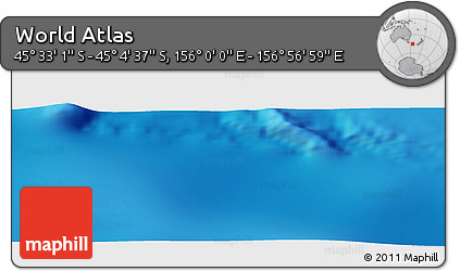 Physical Panoramic Map of the Area around 45° 18' 49" S, 156° 28' 29" E