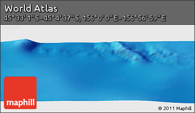 Physical Panoramic Map of the Area around 45° 18' 49" S, 156° 28' 29" E