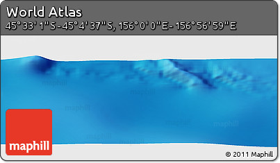 Physical Panoramic Map of the Area around 45° 18' 49" S, 156° 28' 29" E