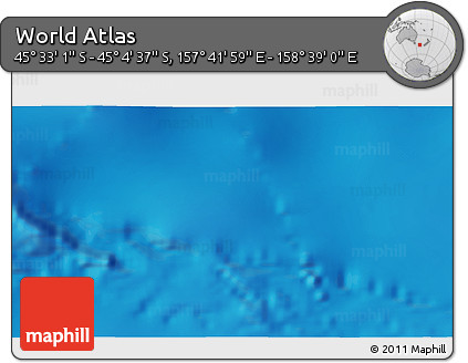 Physical 3D Map of the Area around 45° 18' 49" S, 158° 10' 30" E