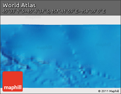 Physical 3D Map of the Area around 45° 18' 49" S, 158° 10' 30" E