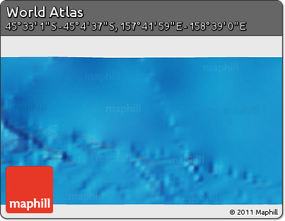 Physical 3D Map of the Area around 45° 18' 49" S, 158° 10' 30" E