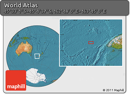 Satellite Location Map of the Area around 45° 18' 49" S, 163° 16' 30" E