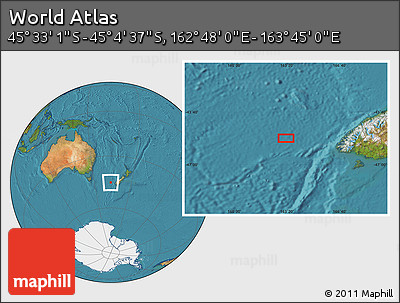 Satellite Location Map of the Area around 45° 18' 49" S, 163° 16' 30" E