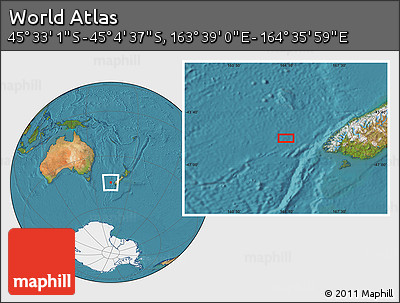 Satellite Location Map of the Area around 45° 18' 49" S, 164° 7' 30" E