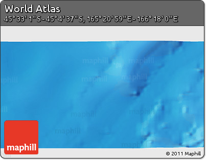 Physical 3D Map of the Area around 45° 18' 49" S, 165° 49' 29" E