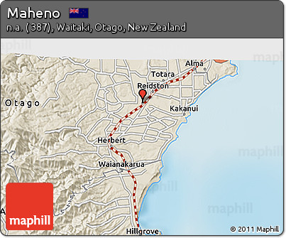 Shaded Relief 3D Map of Maheno
