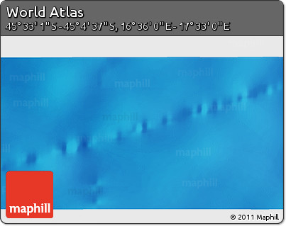 Physical 3D Map of the Area around 45° 18' 49" S, 17° 4' 30" E