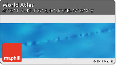 Physical Panoramic Map of the Area around 45° 18' 49" S, 17° 4' 30" E