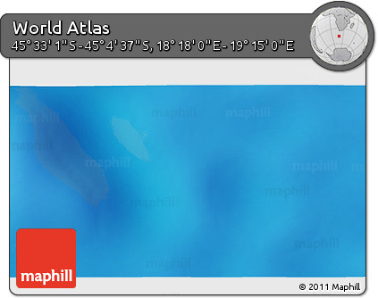 Physical 3D Map of the Area around 45° 18' 49" S, 18° 46' 29" E