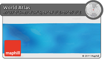 Physical Panoramic Map of the Area around 45° 18' 49" S, 18° 46' 29" E
