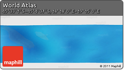 Physical Panoramic Map of the Area around 45° 18' 49" S, 18° 46' 29" E