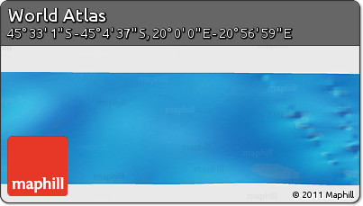 Physical Panoramic Map of the Area around 45° 18' 49" S, 20° 28' 30" E