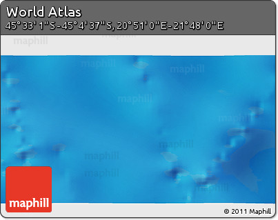 Physical 3D Map of the Area around 45° 18' 49" S, 21° 19' 30" E